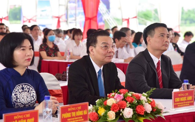 Đồng chí Phùng Thị Hồng Hà cùng lãnh đạo TP dự khởi công các dự án tại huyện Đông Anh